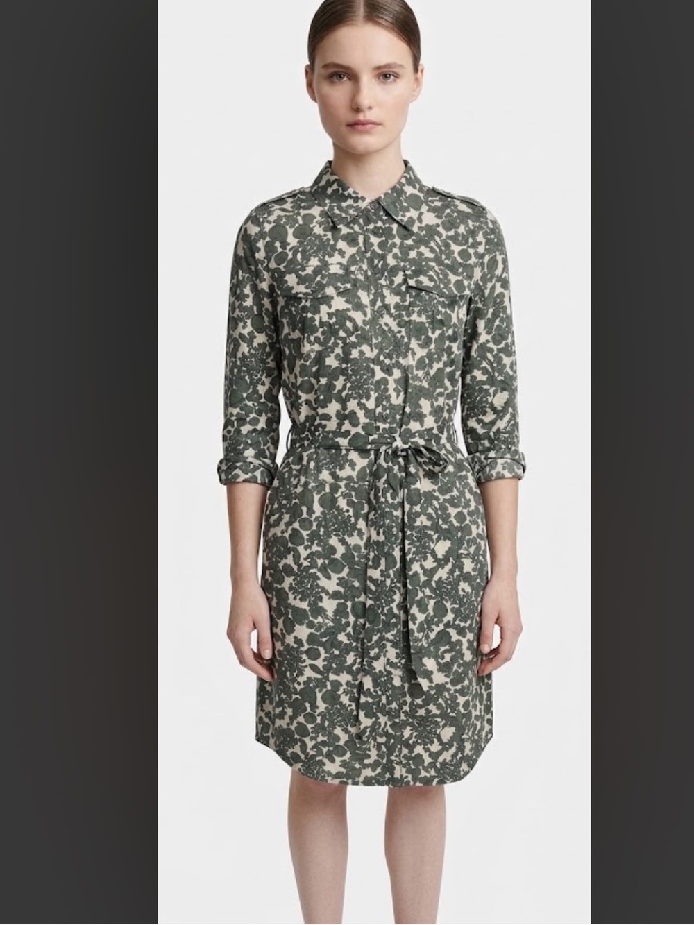 Tory Burch Brigitte Shirt Dress Green and White Floral